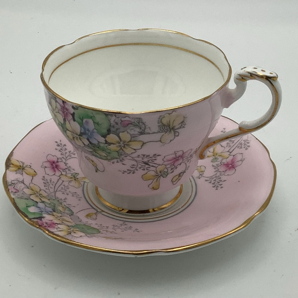 Rare Paragon Violetta Floral Pink English Bone China Teacup and Saucer